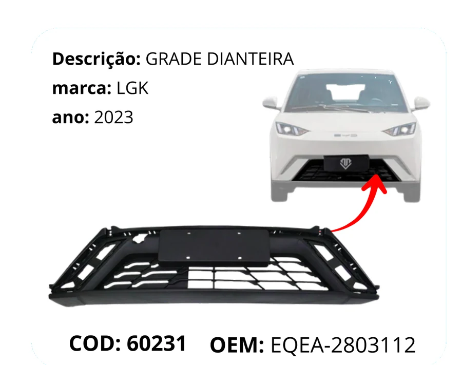 Grade dianteira do BYD Dolphin Mini multimarcas — Desmonte75 Feira de Santana