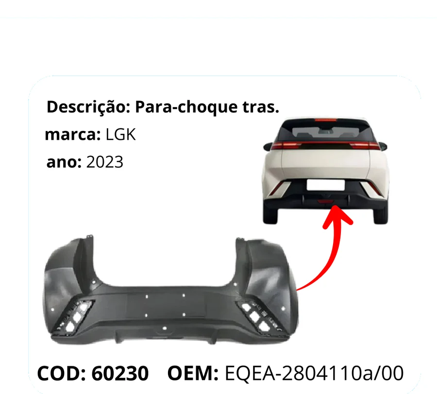 Para-choque traseiro do BYD Dolphin Mini multimarcas — Desmonte75 Feira de Santana